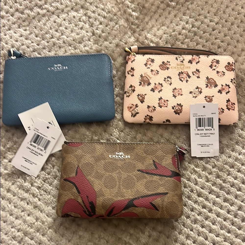 Coach Women's Wristlet Set - Blue, Pink, Brown